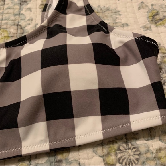 Cabana Del Sol Buffalo Plaid Bathing Suit Top Size Large - Picture 3 of 4